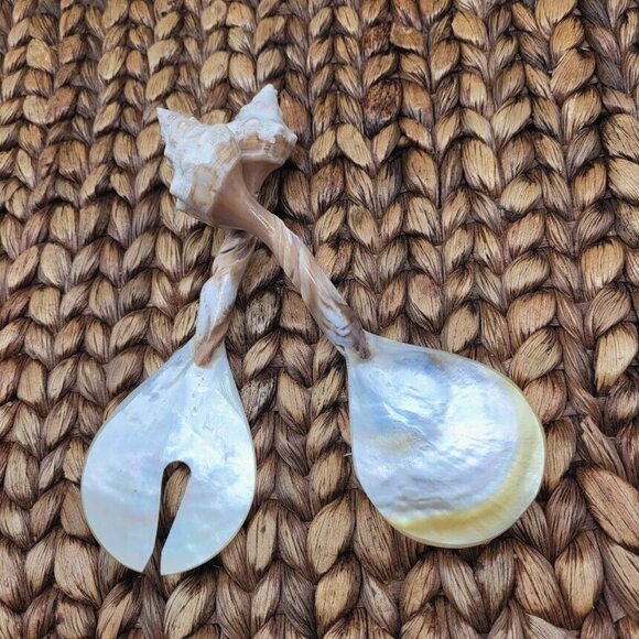 NEW Seashell Serving Set Mother Pearl Handmade Beach Wedding Party Boat Seaside - Picture 5 of 9